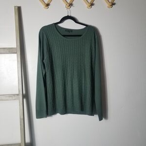 NAPA VALLEY WOMEN'S GREEN CABLE KNIT SWEATER SIZE XL